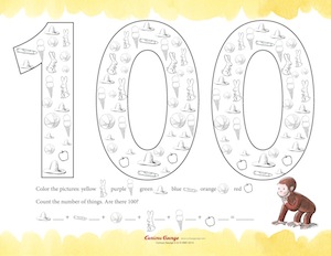 100th Day of School Counting and Coloring Worksheet