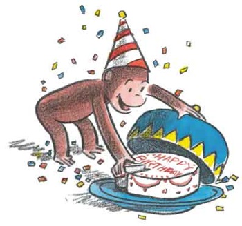 Curious George with birthday cake